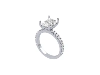 Radiant solitaire Engagement Ring 3D print model