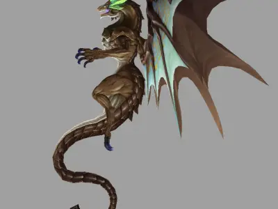 Dragon with eyes Low-poly 3D model