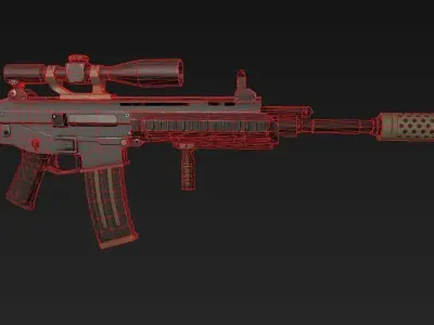 Low Poly Weapons gun with scope Low-poly 3D model