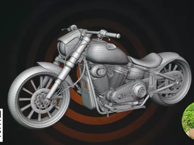 Classic Custom Bobber Cruiser Motorcycle 3D model