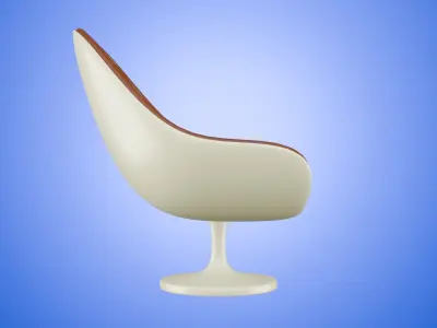 Leather Armchair and Polyurethane Twisted Base Style 3D model