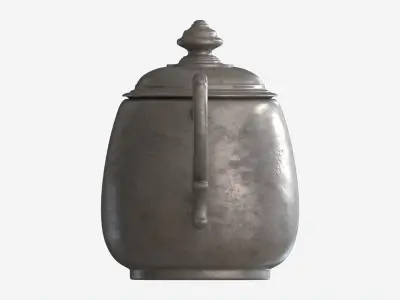 Old Metal Sugar Bowl with Lid 3D model