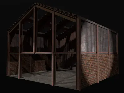 warehouse wooden barn Free low-poly 3D model