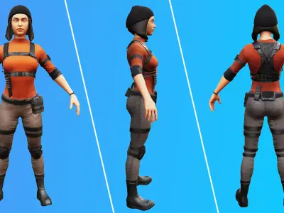 3D Female Terrorist Pack Game Ready AR VR Lowpoly Low-poly 3D model