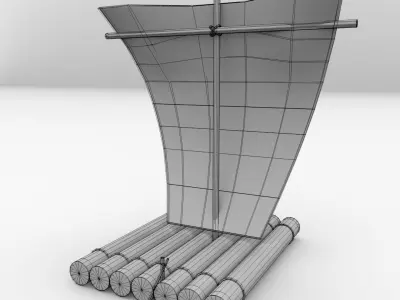 Raft With Sail 3D model