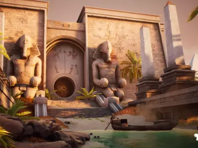 Desert Temple Environment  Low-poly 3D model