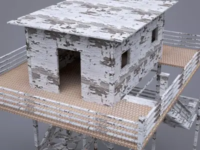 Military Watch Tower Game Model Low poly  Low-poly 3D model