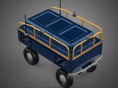 UNMANNED TRANSPORT ROBOT VEHICLE CART DELIVERY TROLLEY TRUCK UGV 3D model