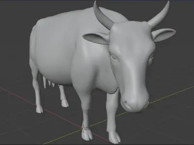 Cow 3D model with Fur Texture 3D model