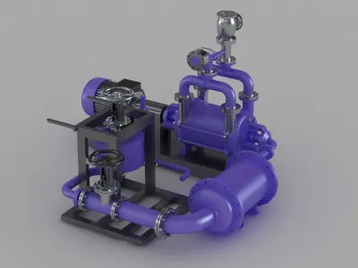Steam-gas boilers filtration pipes plant facilities 3D model