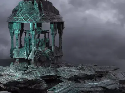 Elven Sci Fi city Courtyard Tall 3D model