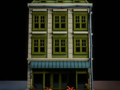 LOWPOLY CITY BUILDING STYLIZE 6 Low-poly 3D model
