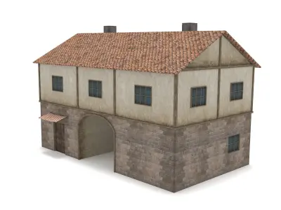 Medieval Gate House Low-poly 3D model