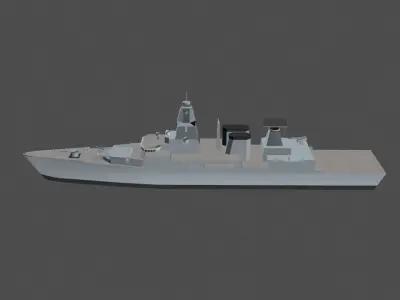 Battleship british warship Low-poly 3D model