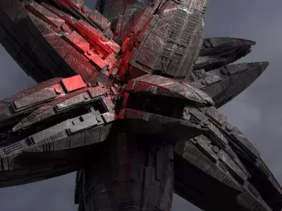 Hidden Elite Star Flower Ship design Kit bash 3D model