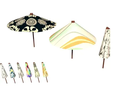 Parasol Umbrella Pack Rigged Animated Low Poly PBR Low-poly 3D model