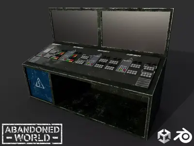 Control Panel with Monitor Low-poly 3D model