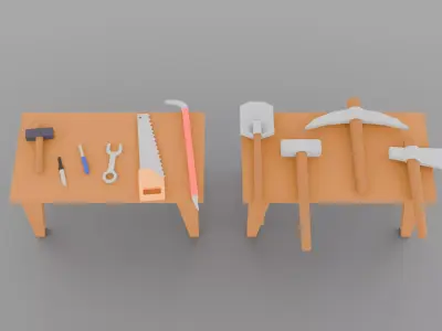 Low poly tools pack 3D model