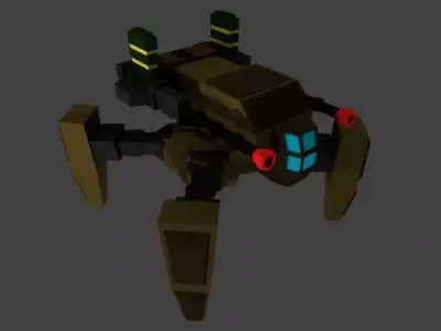 Quad Leg Mechanical Robot Free low-poly 3D model