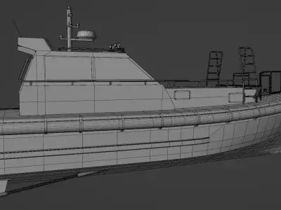 Work boat Pilot boat 1200 Low-poly 3D model
