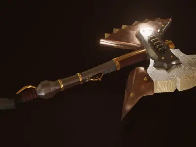 Gun Axe Low-poly 3D model