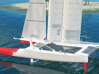  Racing Sail Boat White 