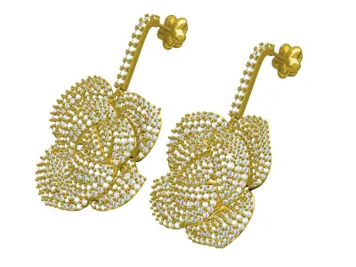 Antique Fully Iced Diamond Flower Earring 3D print model