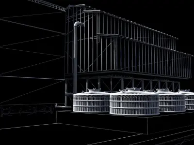 FACTORY power plant in desert 3D model