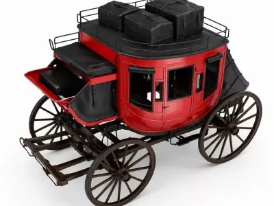 Crimson Frontier Western Stagecoach Luxury Period Carriage 3D model