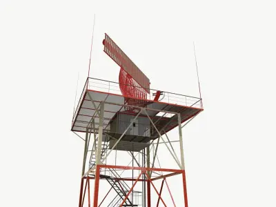 Airport Radar for Air Traffic Control Low Poly PBR 3D model