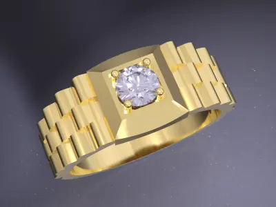 Signet Ring Diamond Link Style 3D print model