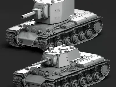 The KV1 and KV2 Heavy tanks High-poly 3d model 3D model