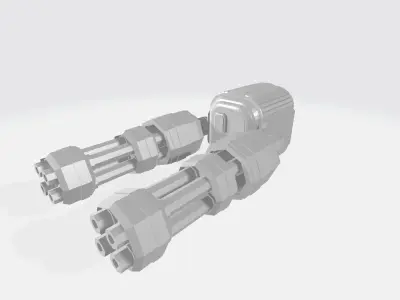 Chaingun minigun Low-poly 3D model