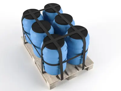 Barrel on Pallet Low-poly 3D model