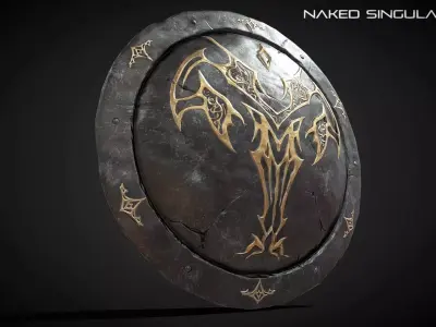 Royal Round Shield - Medieval dark fantasy weapon Low-poly 3D model