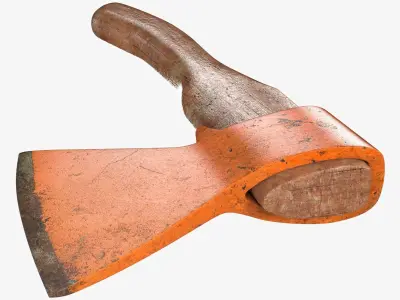Old axe with wooden handle 3D model