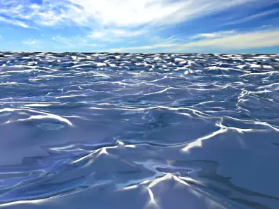 Ocean with waves and clouds 3D model