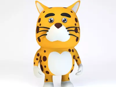Cartoonish Humanoid Panther Character Low-poly 3D model