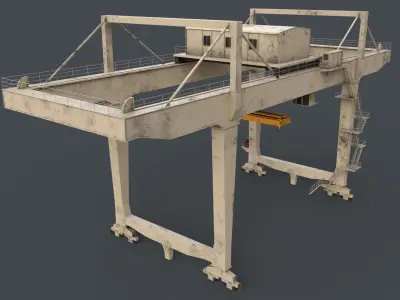 PBR Rail Mounted Gantry Crane RMG V2 - White Low-poly 3D model