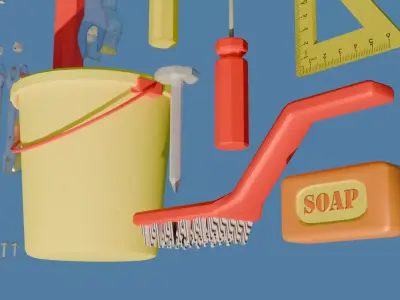 lowpoly Industrial Tools pack 36 items Low-poly 3D model
