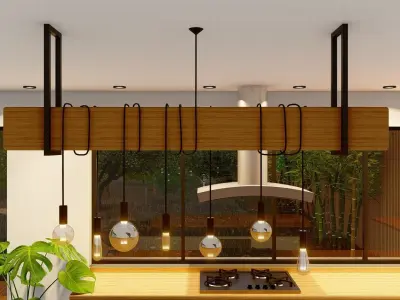 Industrial lamp - chandelier light 3D model