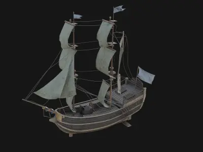 Old Sailing Ship Low-poly 3D model
