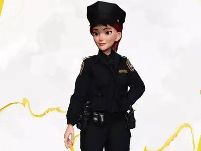 Stylized Female Police Officer Rigged woman cop Policewoman Free 3D model