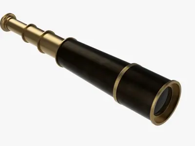 Antique brass spyglass 3D model