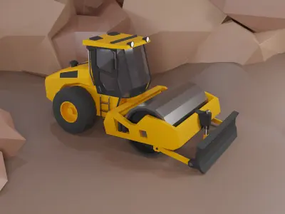 Vibratory Soil Compactor Heavy Vehicle Low-poly 3D model