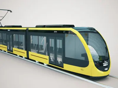 CAF Urbos tram 4k texture PBR ready Low-poly 3D model