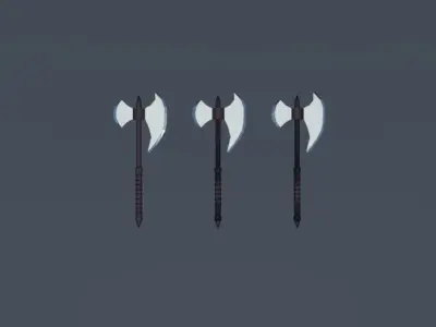 Battle axes Low-poly 3D model