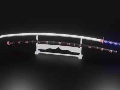 Koseki Bijou inspired katana 3D model