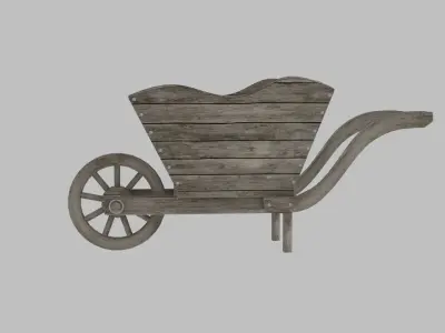 wooden old cart Low-poly 3D model buy