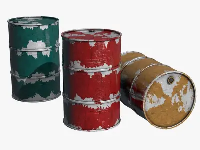 Rusty Three Colors Barrels 3D model